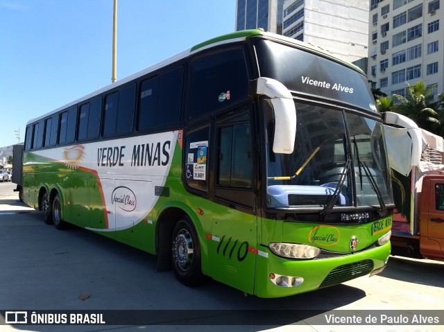 Viação Verde Minas 1110 na cidade de Rio de Janeiro, Rio de Janeiro, Brasil, por Vicente de Paulo Alves. ID da foto: 6671564.