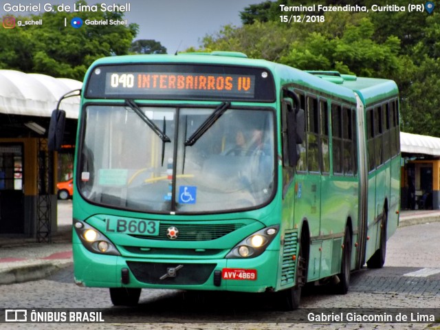 Araucária Transportes Coletivos LB603 na cidade de Curitiba, Paraná, Brasil, por Gabriel Giacomin de Lima. ID da foto: 6675471.