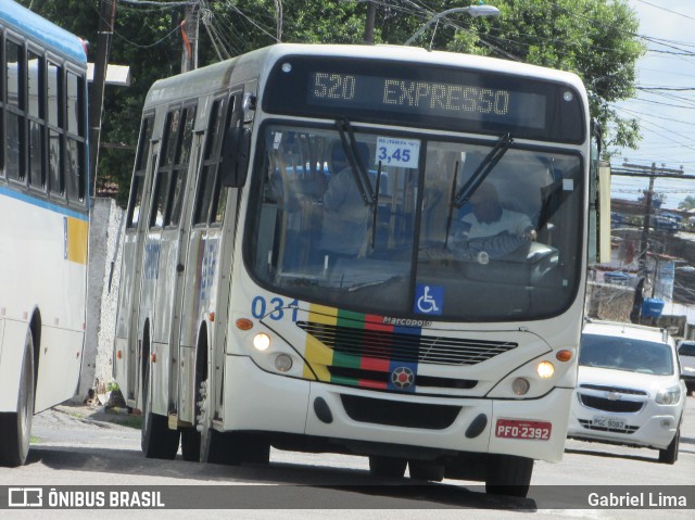 Transcol - Transportes Coletivos Ltda. 031 na cidade de Recife, Pernambuco, Brasil, por Gabriel Lima. Número da foto: #6676529.