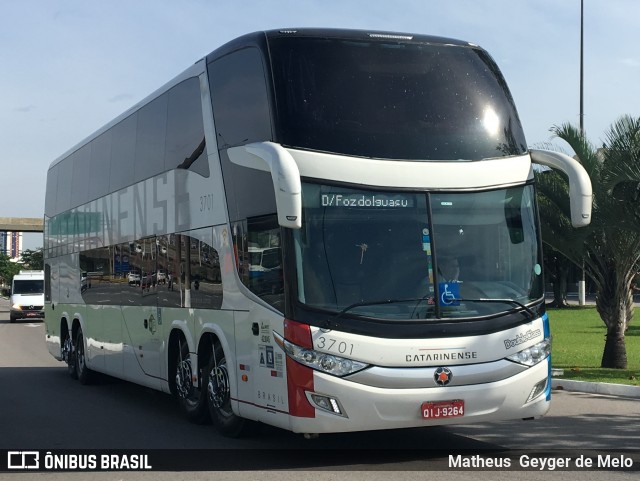 Auto Viação Catarinense 3701 na cidade de Florianópolis, Santa Catarina, Brasil, por Matheus  Geyger de Melo. ID da foto: 6677626.