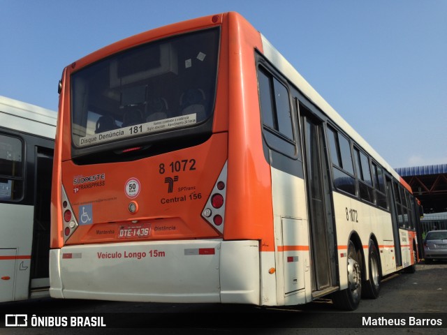 TRANSPPASS - Transporte de Passageiros 8 1072 na cidade de São Paulo, São Paulo, Brasil, por Matheus Barros. ID da foto: 6680032.