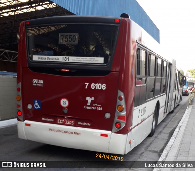 Viação Gatusa Transportes Urbanos 7 6106 na cidade de São Paulo, São Paulo, Brasil, por Lucas Santos da Silva. Número da foto: #6686765.