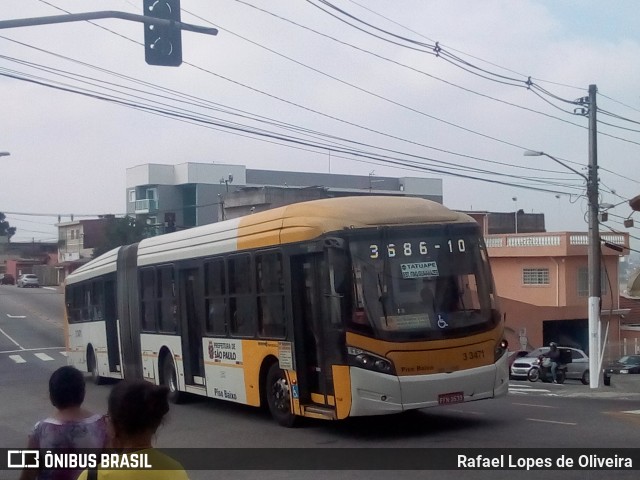 Viação Metrópole Paulista - Zona Leste 3 3471 na cidade de São Paulo, São Paulo, Brasil, por Rafael Lopes de Oliveira. ID da foto: 6685957.