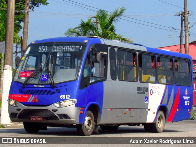 BR Mobilidade Baixada Santista 6612 na cidade de São Vicente, São Paulo, Brasil, por Adam Xavier Rodrigues Lima. ID da foto: 6687963.