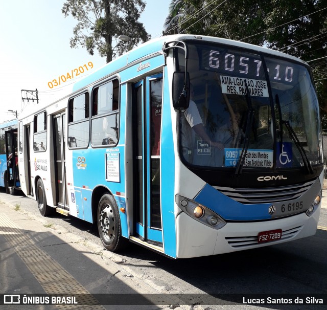 Transwolff Transportes e Turismo 6 6195 na cidade de São Paulo, São Paulo, Brasil, por Lucas Santos da Silva. Número da foto: #6624498.
