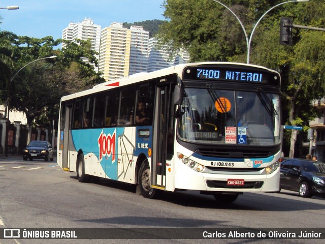 Auto Viação 1001 RJ 108.243 na cidade de Rio de Janeiro, Rio de Janeiro, Brasil, por Carlos Alberto de Oliveira Júnior. ID da foto: 6625635.