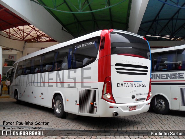 Auto Viação Catarinense 3238 na cidade de Joinville, Santa Catarina, Brasil, por Paulinho Sartor. ID da foto: 6633514.