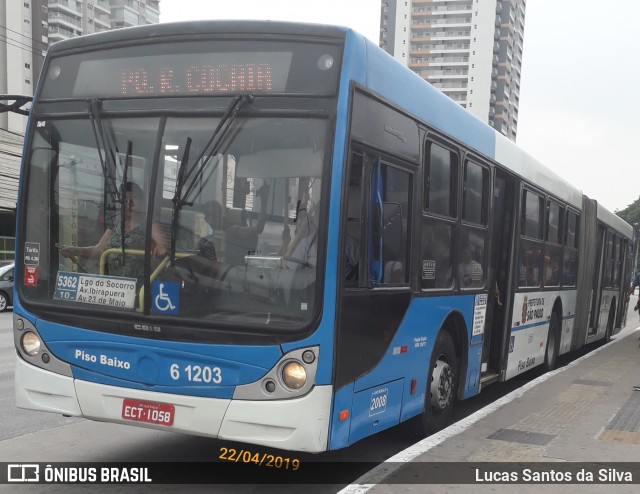 Viação Cidade Dutra 6 1203 na cidade de São Paulo, São Paulo, Brasil, por Lucas Santos da Silva. ID da foto: 6694302.