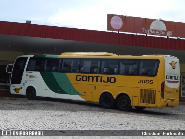 Empresa Gontijo de Transportes 21105 na cidade de Leopoldina, Minas Gerais, Brasil, por Christian  Fortunato. ID da foto: 6734852.