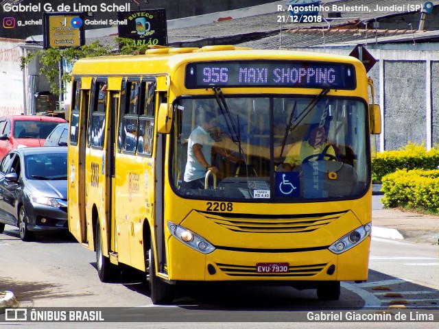 Viação Jundiaiense 2208 na cidade de Jundiaí, São Paulo, Brasil, por Gabriel Giacomin de Lima. ID da foto: 6741148.