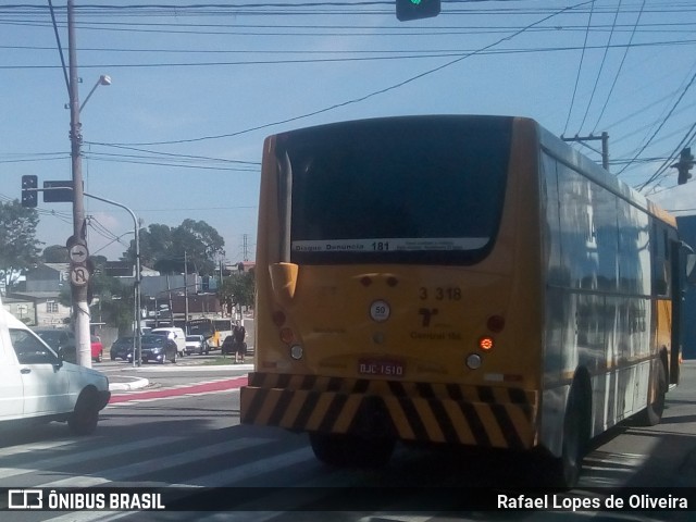 Viação Metrópole Paulista - Zona Leste 3 318 na cidade de São Paulo, São Paulo, Brasil, por Rafael Lopes de Oliveira. ID da foto: 6697903.