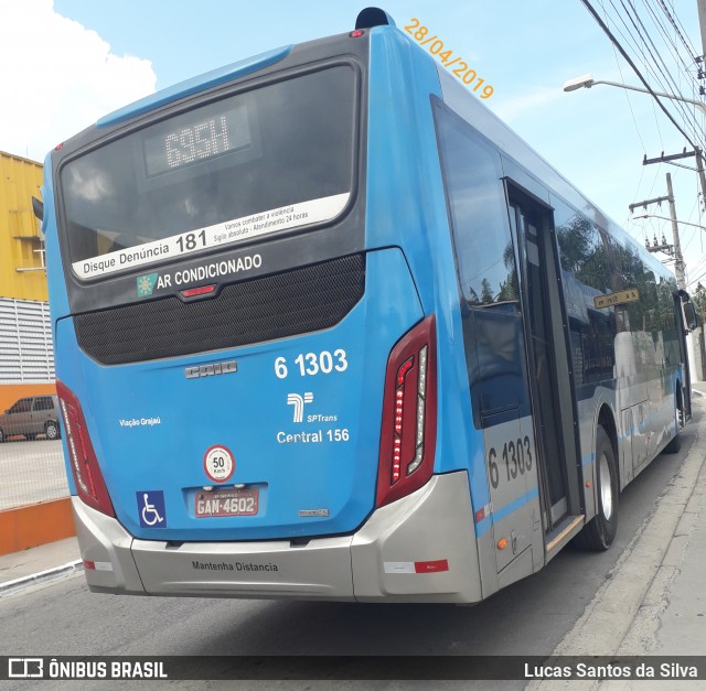 Viação Grajaú S.A. 6 1303 na cidade de São Paulo, São Paulo, Brasil, por Lucas Santos da Silva. ID da foto: 6697936.