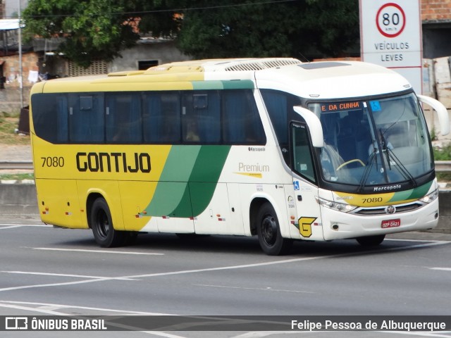 Empresa Gontijo de Transportes 7080 na cidade de Salvador, Bahia, Brasil, por Felipe Pessoa de Albuquerque. ID da foto: 6697542.