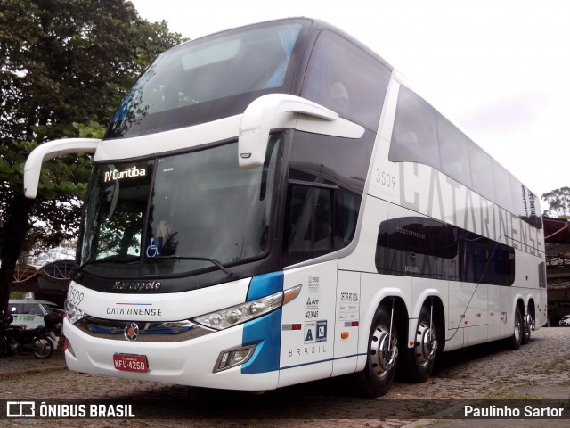 Auto Viação Catarinense 3509 na cidade de Joinville, Santa Catarina, Brasil, por Paulinho Sartor. ID da foto: 6754199.