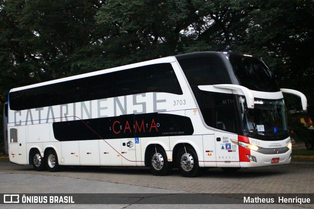 Auto Viação Catarinense 3703 na cidade de São Paulo, São Paulo, Brasil, por Matheus Henrique. ID da foto: 6754829.