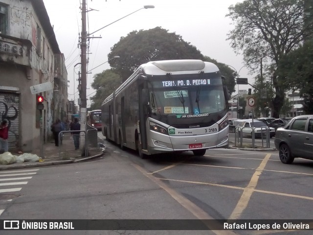 Viação Metrópole Paulista - Zona Leste 3 3189 na cidade de São Paulo, São Paulo, Brasil, por Rafael Lopes de Oliveira. ID da foto: 6753255.