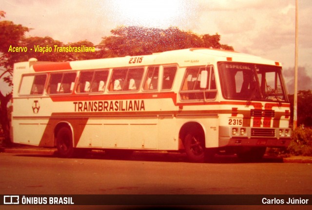 Transbrasiliana Transportes e Turismo 2315 na cidade de Goiânia, Goiás, Brasil, por Carlos Júnior. ID da foto: 6756936.