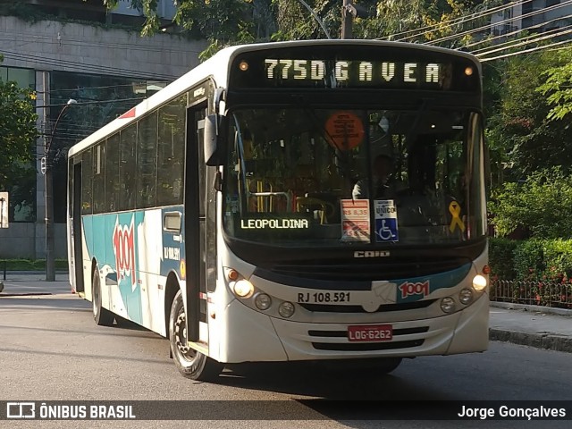 Auto Viação 1001 RJ 108.521 na cidade de Rio de Janeiro, Rio de Janeiro, Brasil, por Jorge Gonçalves. ID da foto: 6755906.