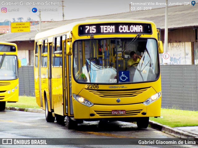 Viação Jundiaiense 2206 na cidade de Jundiaí, São Paulo, Brasil, por Gabriel Giacomin de Lima. Número da foto: #6761902.