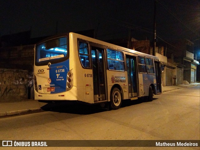 Transwolff Transportes e Turismo 6 6738 na cidade de São Paulo, São Paulo, Brasil, por Matheus Medeiros. ID da foto: 6766569.