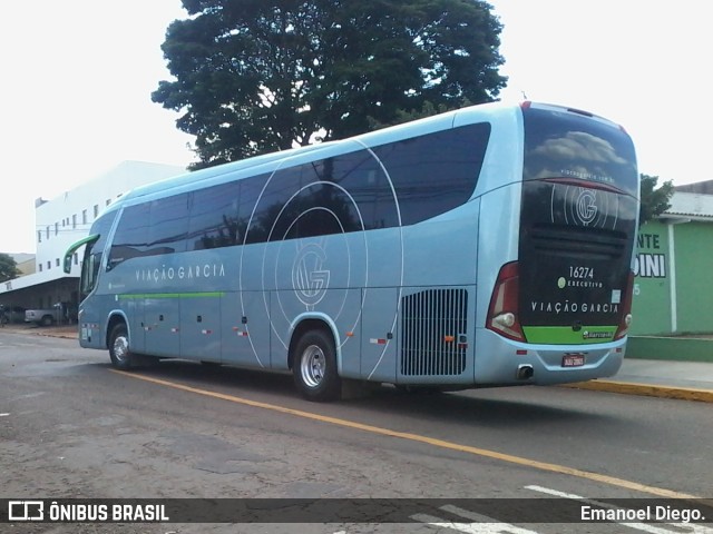 Viação Garcia 16274 na cidade de Apucarana, Paraná, Brasil, por Emanoel Diego.. ID da foto: 6699991.