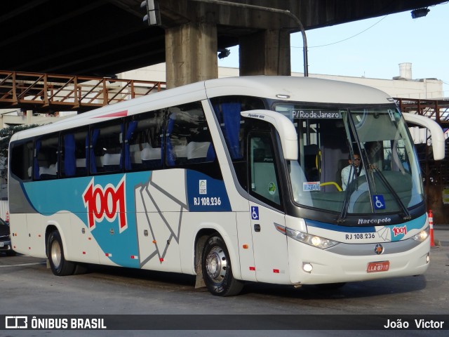 Auto Viação 1001 Rj 108.236 na cidade de Rio de Janeiro, Rio de Janeiro, Brasil, por João Victor. ID da foto: 6772943.