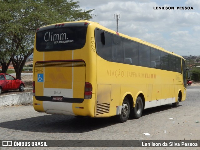 Viação Itapemirim 8703 na cidade de Caruaru, Pernambuco, Brasil, por Lenilson da Silva Pessoa. ID da foto: 6711406.