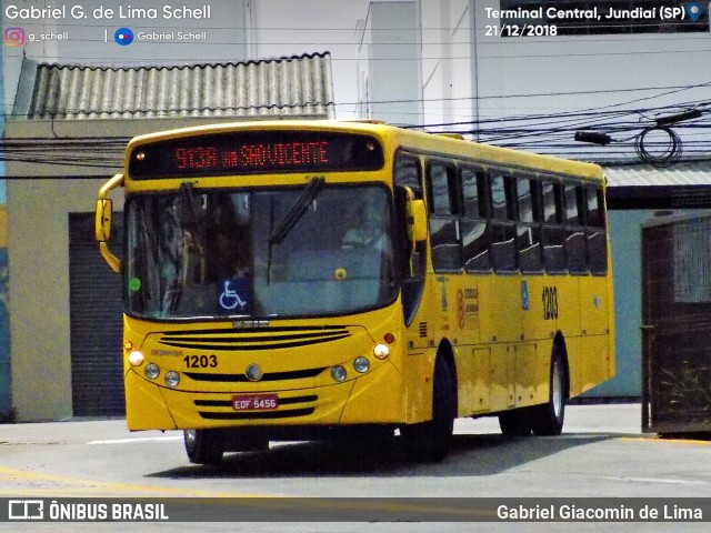 Viação Leme 1203 na cidade de Jundiaí, São Paulo, Brasil, por Gabriel Giacomin de Lima. ID da foto: 6711330.