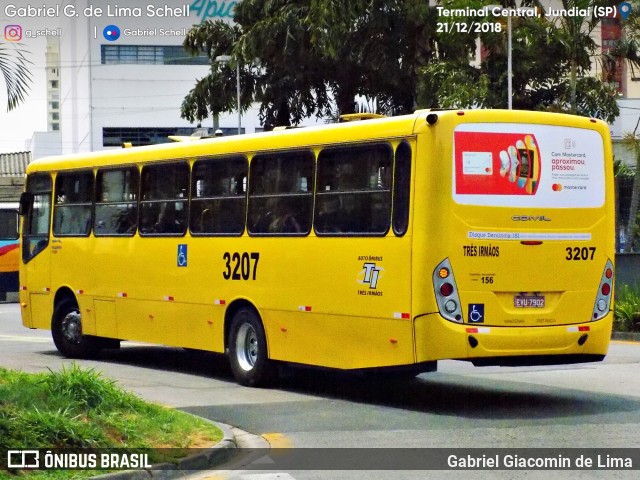 Auto Ônibus Três Irmãos 3207 na cidade de Jundiaí, São Paulo, Brasil, por Gabriel Giacomin de Lima. ID da foto: 6711327.