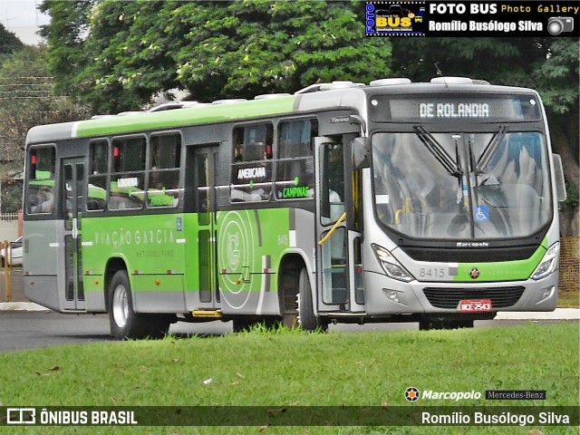 Viação Garcia 8415 na cidade de Rolândia, Paraná, Brasil, por Romílio Busólogo Silva . ID da foto: 6717548.