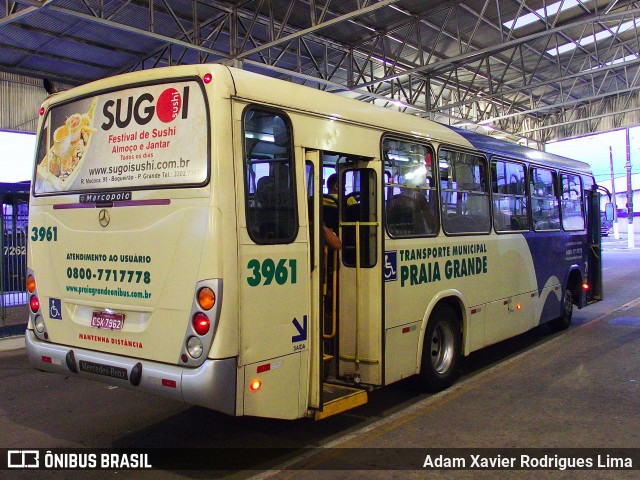 Viação Piracicabana Praia Grande 3961 na cidade de Praia Grande, São Paulo, Brasil, por Adam Xavier Rodrigues Lima. ID da foto: 6774061.