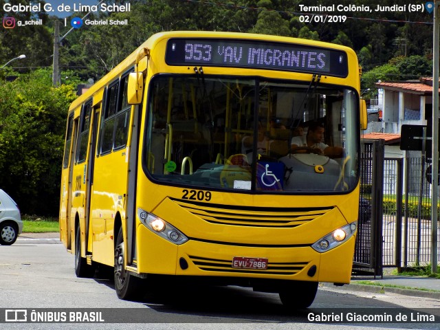 Viação Jundiaiense 2209 na cidade de Jundiaí, São Paulo, Brasil, por Gabriel Giacomin de Lima. ID da foto: 6796900.