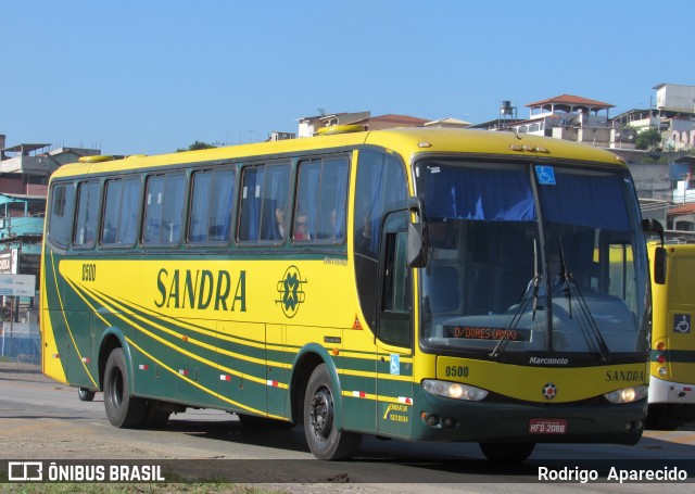 Viação Sandra 0500 na cidade de Conselheiro Lafaiete, Minas Gerais, Brasil, por Rodrigo  Aparecido. ID da foto: 6797306.