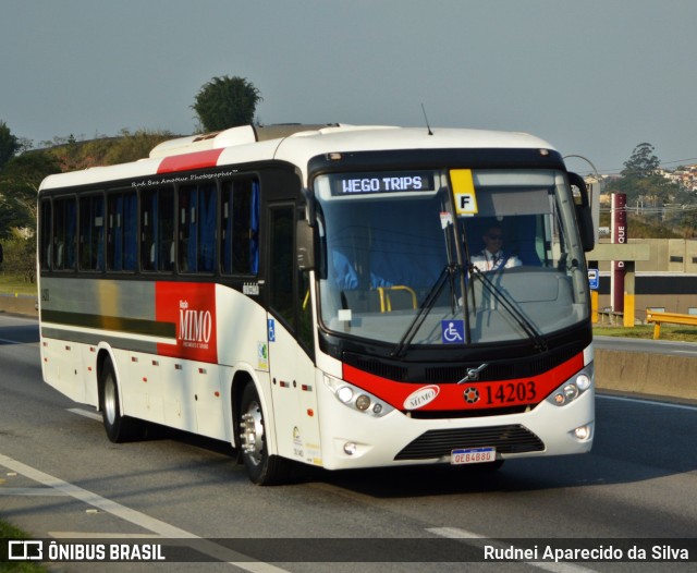 Viação Mimo 14203 na cidade de Arujá, São Paulo, Brasil, por Rudnei Aparecido da Silva. Número da foto: #6799229.