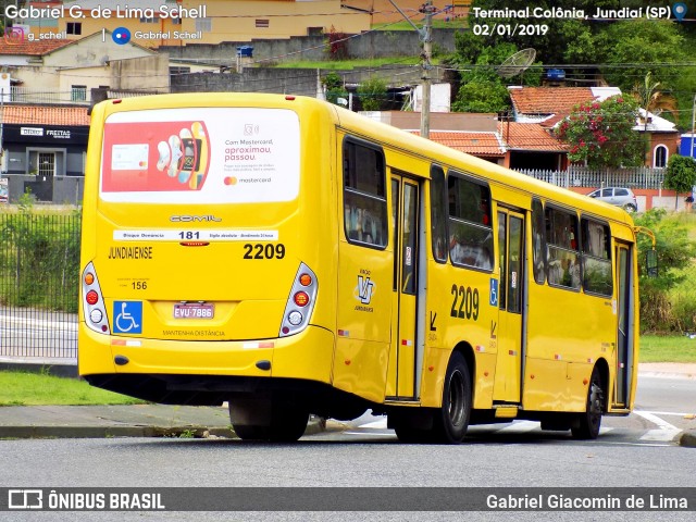 Viação Jundiaiense 2209 na cidade de Jundiaí, São Paulo, Brasil, por Gabriel Giacomin de Lima. Número da foto: #6803016.