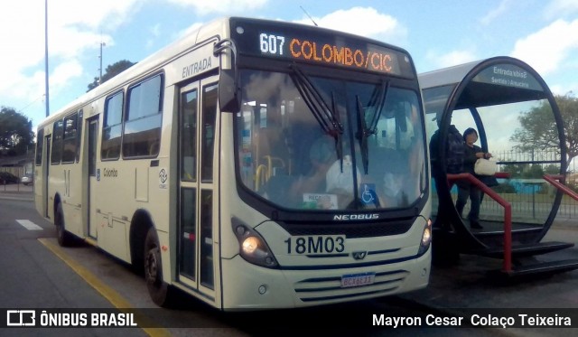 Viação Santo Ângelo 18M03 na cidade de Curitiba, Paraná, Brasil, por Mayron Cesar  Colaço Teixeira. Número da foto: #6802968.