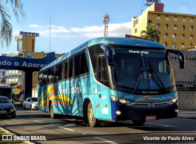 Nova Belga Transportadora Turística 3024 na cidade de Aparecida, São Paulo, Brasil, por Vicente de Paulo Alves. ID da foto: 6802243.