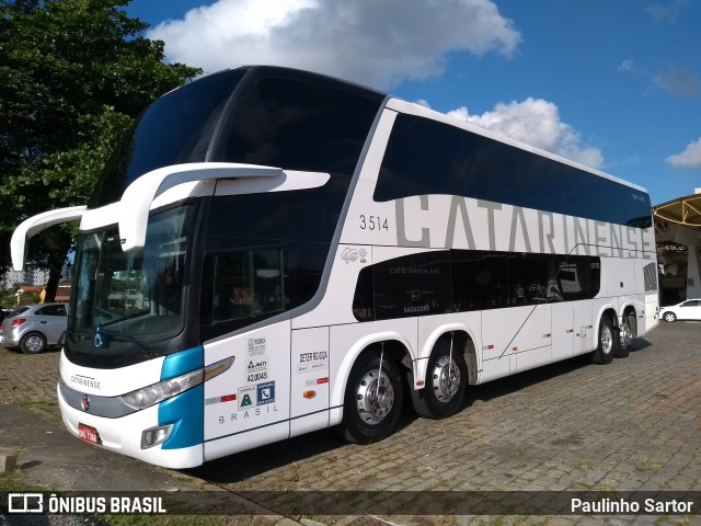 Auto Viação Catarinense 3514 na cidade de Joinville, Santa Catarina, Brasil, por Paulinho Sartor. ID da foto: 6805540.