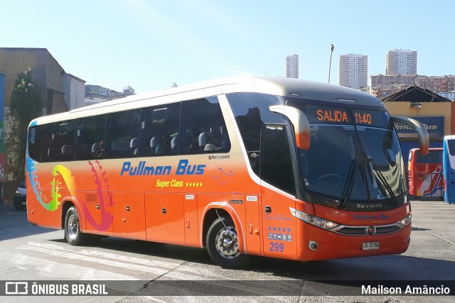 Pullman Bus 299 na cidade de Valparaíso, Valparaíso, Valparaíso, Chile, por Mailson Amâncio. ID da foto: 6805504.