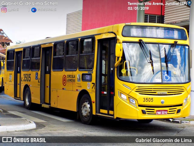 Auto Ônibus Três Irmãos 3505 na cidade de Jundiaí, São Paulo, Brasil, por Gabriel Giacomin de Lima. Número da foto: #6808849.