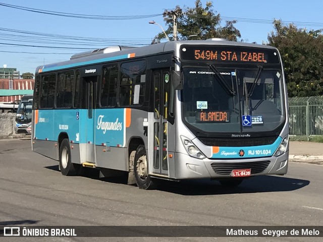 Auto Ônibus Fagundes RJ 101.034 na cidade de Niterói, Rio de Janeiro, Brasil, por Matheus  Geyger de Melo. ID da foto: 6808302.