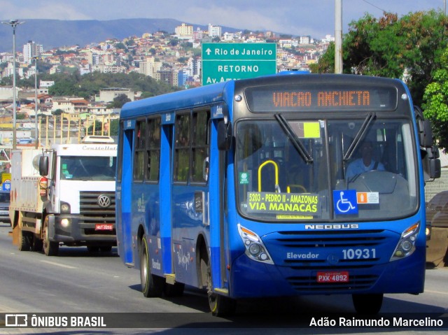 Viação Anchieta 10931 na cidade de Belo Horizonte, Minas Gerais, Brasil, por Adão Raimundo Marcelino. ID da foto: 6812709.