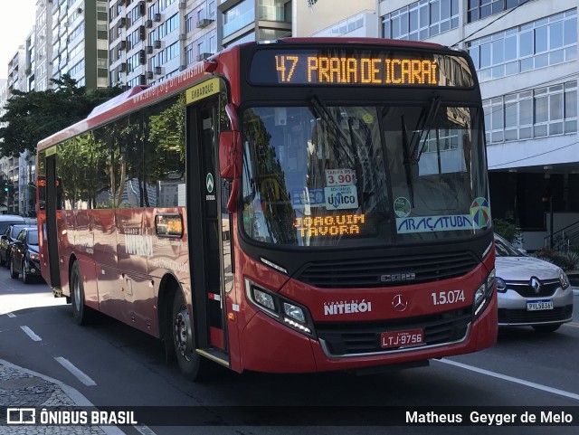 Viação Araçatuba 1.5.074 na cidade de Niterói, Rio de Janeiro, Brasil, por Matheus  Geyger de Melo. Número da foto: #6811958.