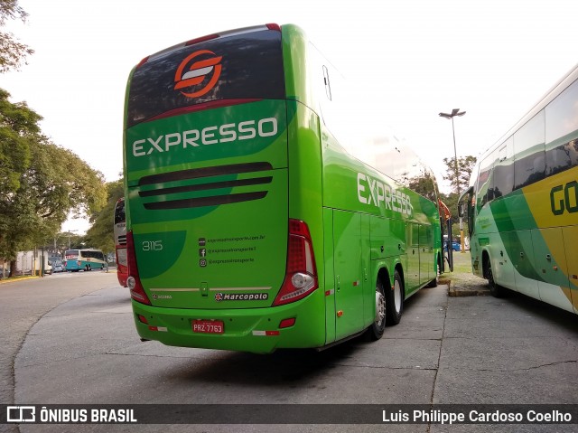 Expresso Transporte e Turismo Ltda. 3115 na cidade de São Paulo, São Paulo, Brasil, por Luis Philippe Cardoso Coelho. Número da foto: #6812313.