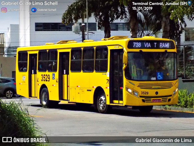 Auto Ônibus Três Irmãos 3529 na cidade de Jundiaí, São Paulo, Brasil, por Gabriel Giacomin de Lima. Número da foto: #6817696.