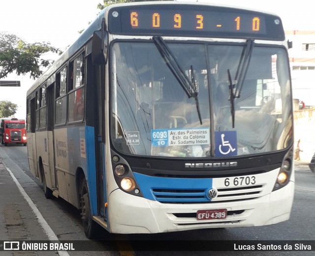 Transwolff Transportes e Turismo 6 6703 na cidade de São Paulo, São Paulo, Brasil, por Lucas Santos da Silva. Número da foto: #6815988.