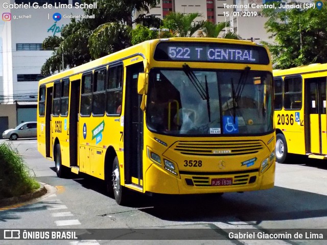 Auto Ônibus Três Irmãos 3528 na cidade de Jundiaí, São Paulo, Brasil, por Gabriel Giacomin de Lima. Número da foto: #6817681.