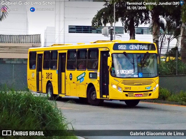 Auto Ônibus Três Irmãos 3812 na cidade de Jundiaí, São Paulo, Brasil, por Gabriel Giacomin de Lima. ID da foto: 6819419.