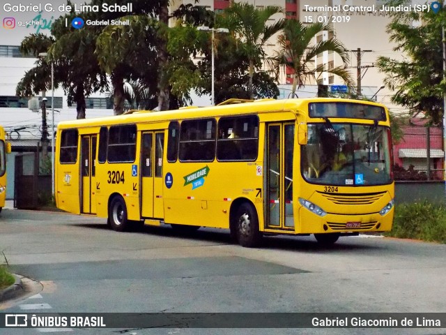 Auto Ônibus Três Irmãos 3204 na cidade de Jundiaí, São Paulo, Brasil, por Gabriel Giacomin de Lima. ID da foto: 6819441.