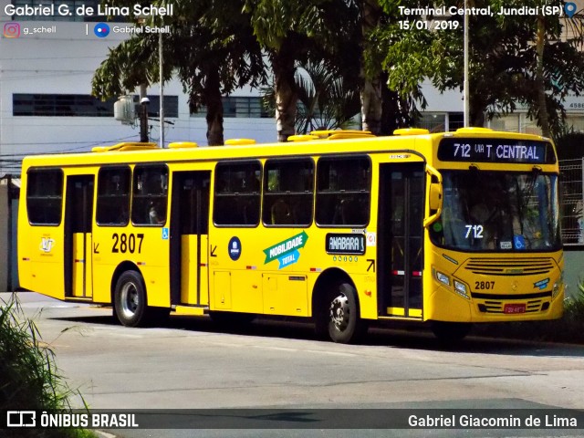 Viação Jundiaiense 2807 na cidade de Jundiaí, São Paulo, Brasil, por Gabriel Giacomin de Lima. Número da foto: #6823710.